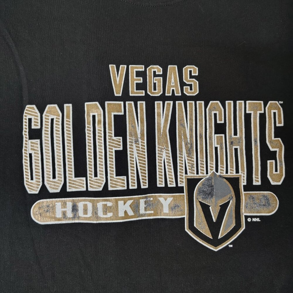Vegas Golden Nights Hockey T-Shirt Black Gold Size 2XL Cotton Crewneck Sports - Picture 3 of 8